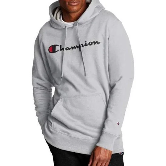 Men's Champion Script Logo Powerblend® Pullover Hoodie Spaghetti Sleeve Top