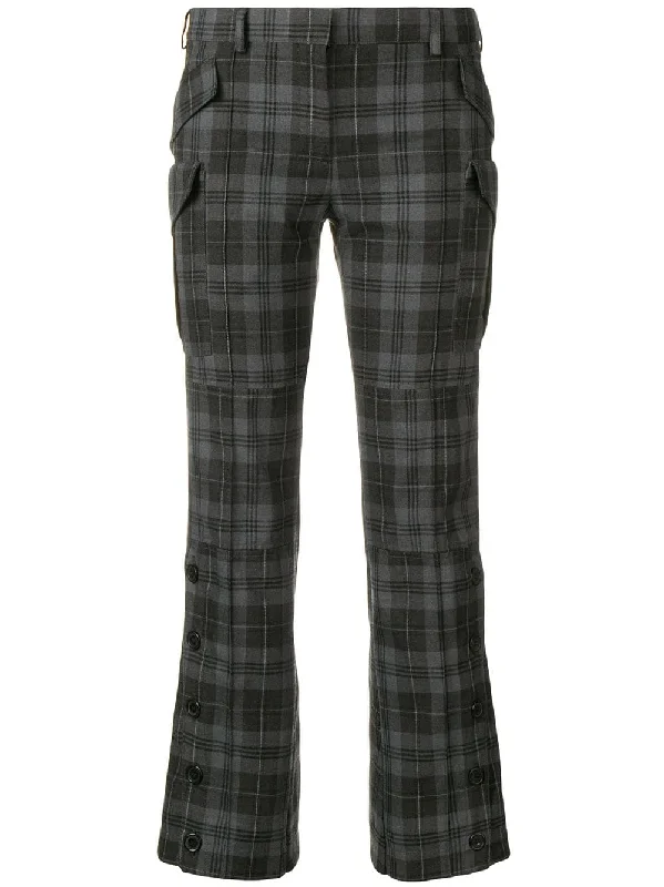 flared tartan cropped trousers Trousers Denim Distressed