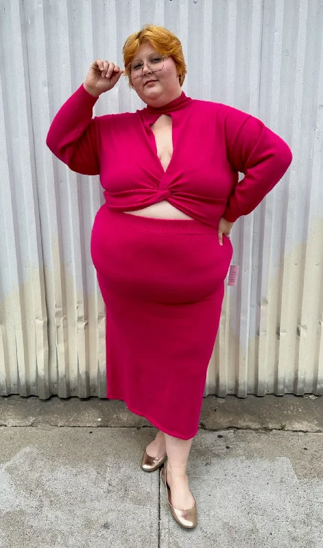 Eloquii Hot Pink Sweater Dress with Turtleneck and Cut-Outs, Size 22/24 Transparent Opaque Sheer