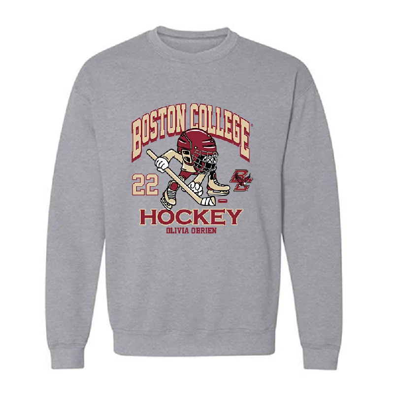 Boston College - NCAA Women's Ice Hockey : Olivia O'Brien - Fashion Shersey Crewneck Sweatshirt Hoodie with Elastic Cuffs Stretchable Comfortable