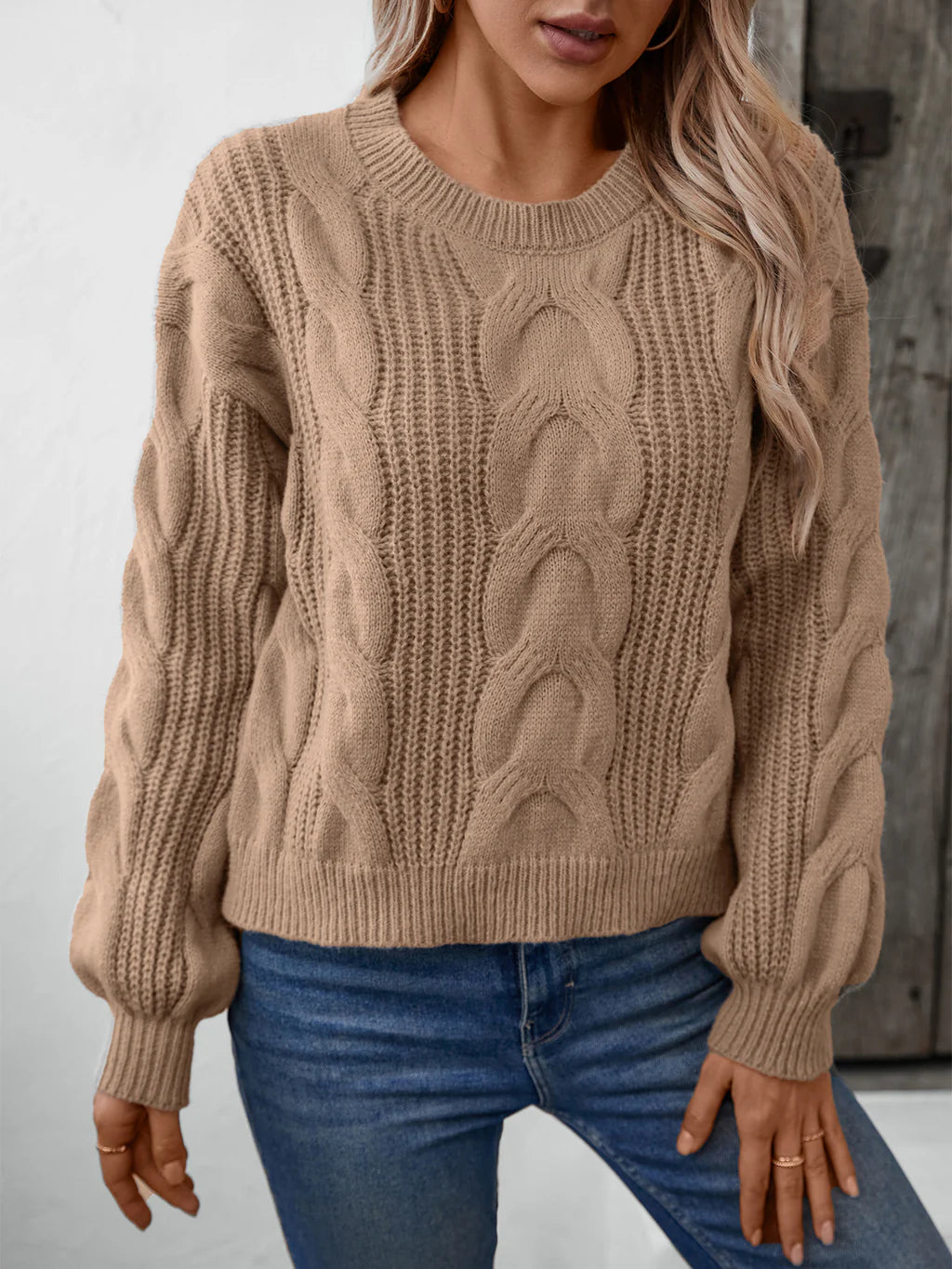 Solid Color Twist Pullover Retro Loose Sweater Open Neck Pullover