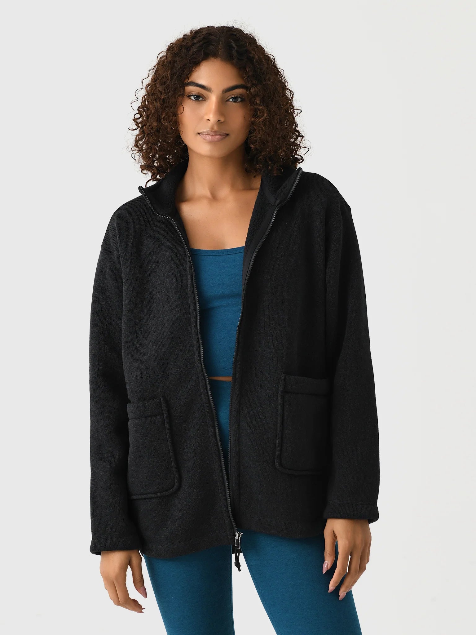 Patagonia Women's Better Sweater Oversized Fleece Coat - BLACK Satin Fabric Silk Fabric Chiffon Fabric