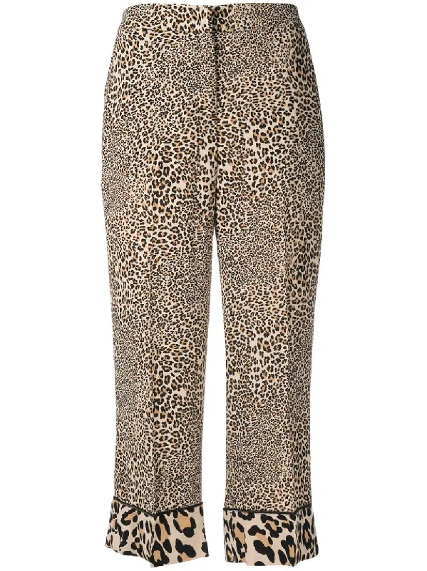 leopard cropped trousers Trousers Mesh Breathable