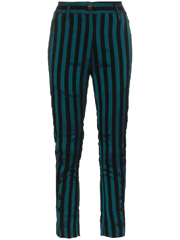 striped cotton blend trousers Trousers Leather Faux