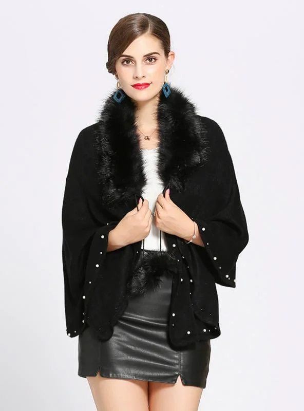 FOX LIKE FUR COLLAR CASHMERE SHAWL SCARF Cozy Fleece Shawl Wrap