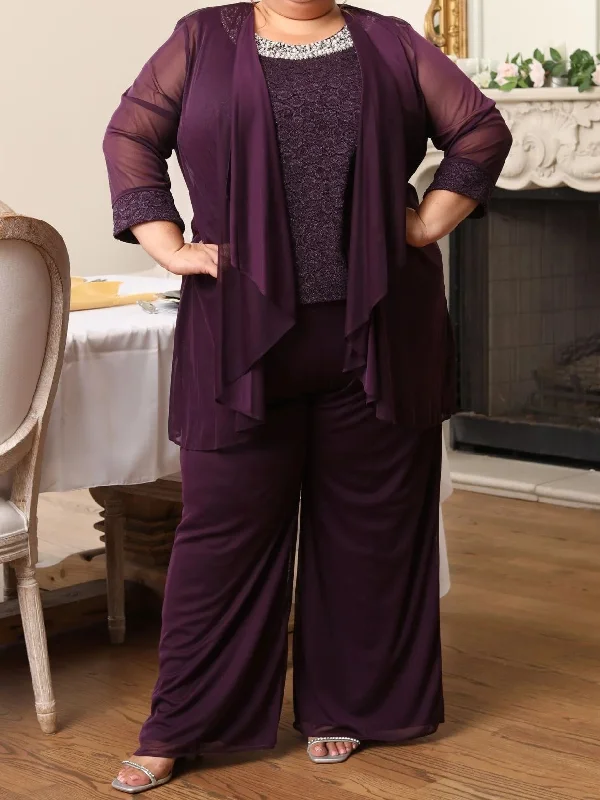 Polyester 3 Pieces Round Neck 3/4 Length Sleeves Plus Size Mother of the Bride Dresses with Jacket Cotton Jacket Linen Jacket Terry Jacket Polyester 3 Pieces Round Neck 3/4 Length Sleeves Plus Size Mother of the Bride Dresses with Jacket Cotton Jacket Linen Jacket Terry Jacket