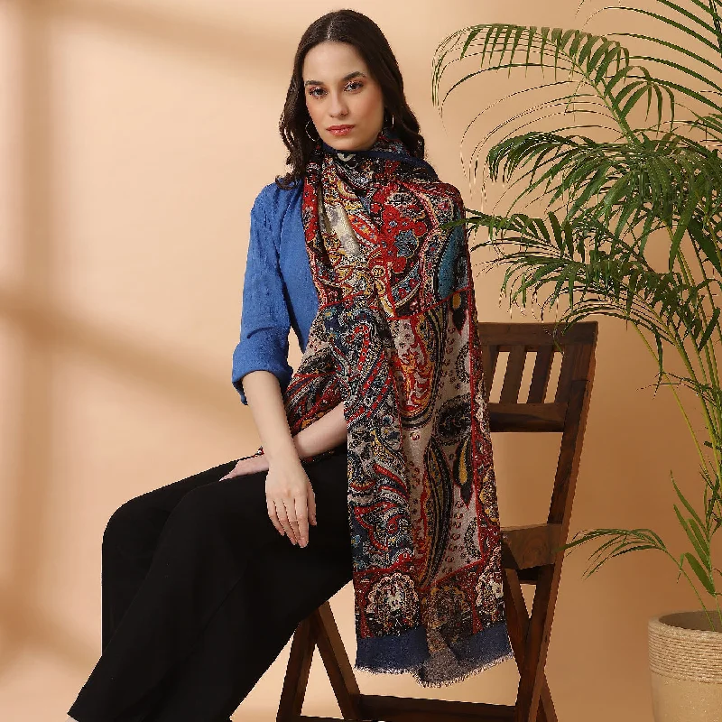 Kaleen Printed Woolen Shawl Soft Pashmina Shawl Wrap