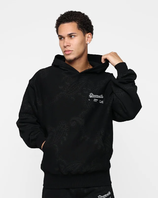 Dreamville Records Hoodie Black Hoodie with Button Placket Classic Preppy