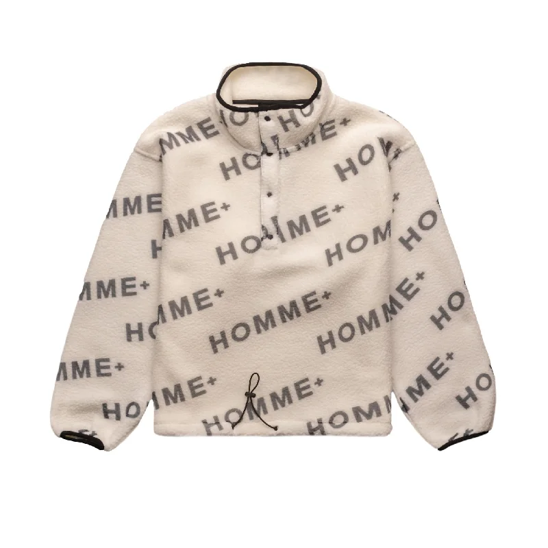 HOMME+ Polar Fleece Logo Pullover Black Saggy Sleeve Comfort