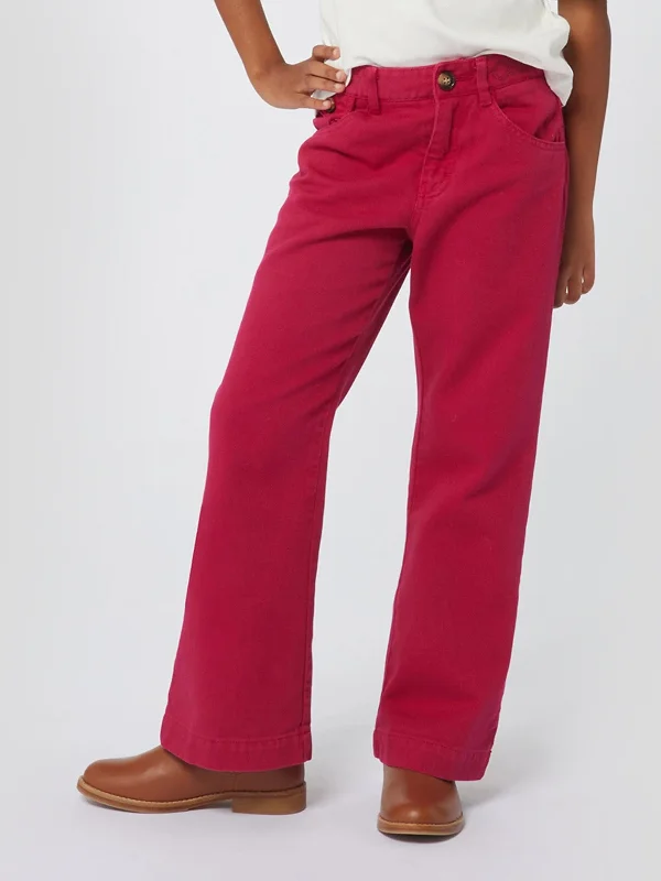 Chloé Girls Wide Leg Trousers in Pink Trousers Chinos Classic