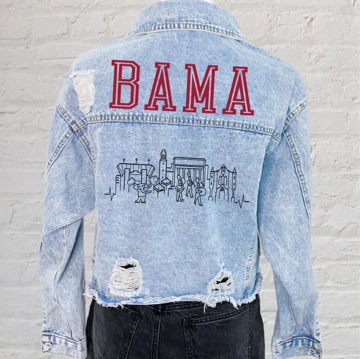 Campus Skyline Denim Jacket Toggled Jacket Drawstring Jacket Belted Jacket