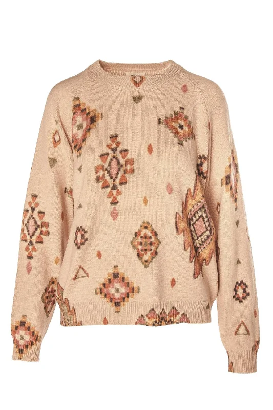 Women's Knit Pullover, Mahalla In Camel Slim Sleeve Pullover