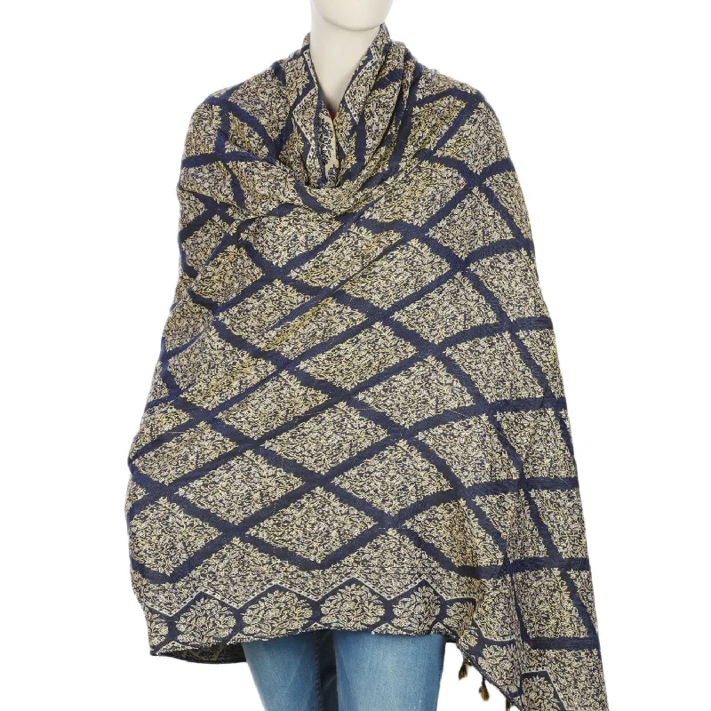 Women's Shawl - Navy Blue Trendy Sheer Shawl Wrap