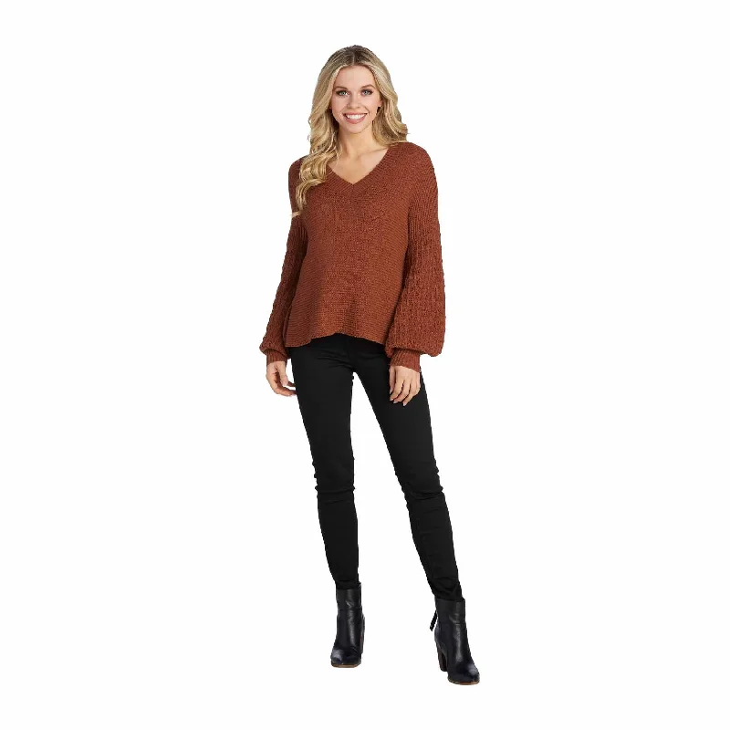 Mud Pie MP 80140043 Ingrid V-Neck Sweater Graphic Sweater Embroidered Appliqued