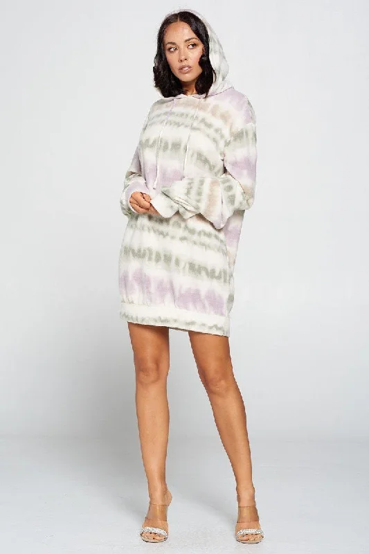 Terry Brushed Print Sweater Dress Silk Blend Satin Velvet