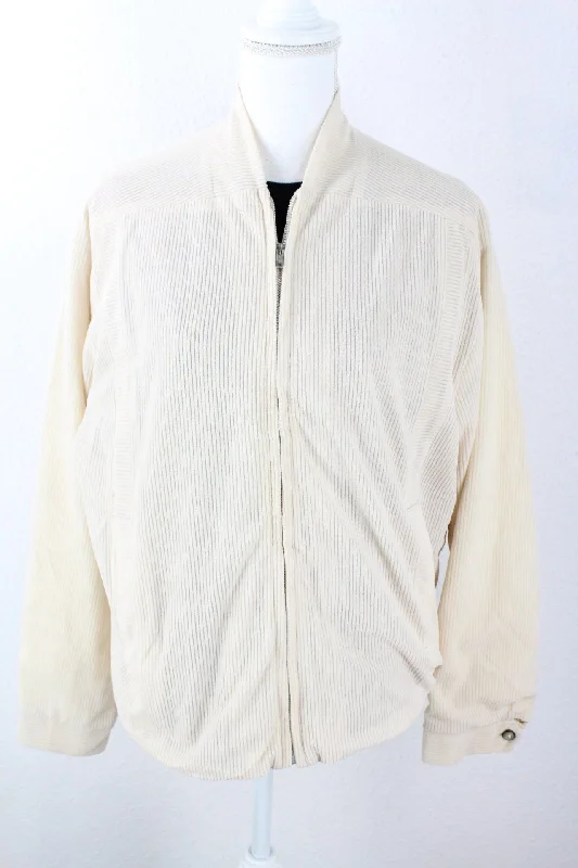 Vintage Beige Basic Jacket (L) Fleece Fabric Down Fabric Feather Fabric