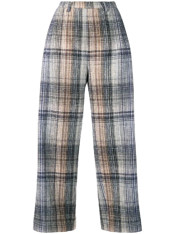 checked loose trousers Trousers Capri Summer