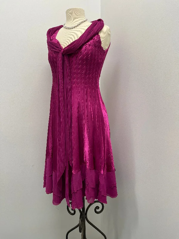 Women's Komarov | Shawl Sleeveless A-Line Cocktail Dress | Magenta Stylish Cashmere Shawl Wrap