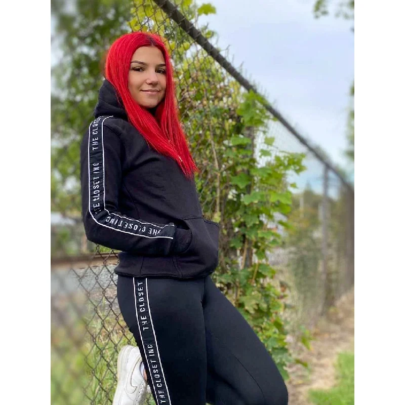 Women's The Closet Inc. Brand Hoodie - Black Hoodie with Cuffed Sleeves Snug Secure