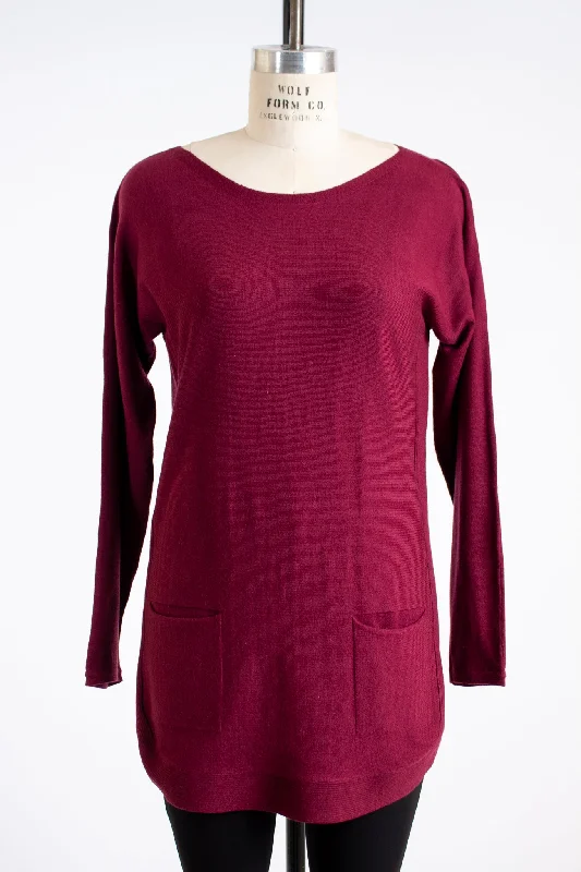 Long Sleeve Sweater in Berry Transparent Opaque Sheer