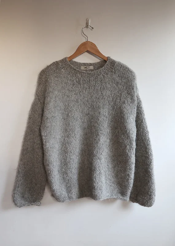 Ichi Antiquites - Suri Aplaca Hand Knit Pullover in Gray Polo Neck Sweater