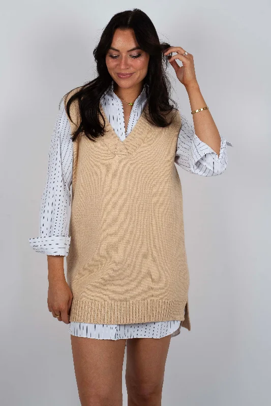 Made For Me Sweater Vest Dress Ribbed Striped Patterned