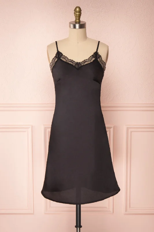 Adella Noir | Short Satin Dress