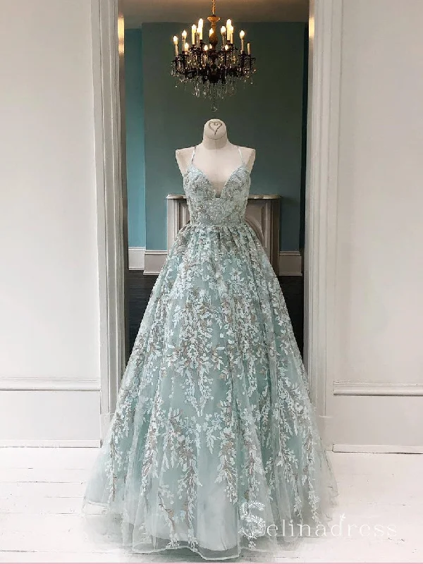 Spaghetti Straps Lace Prom Dresses Long Evening Gowns Mint Green Formal Dresses SED025 Spaghetti Straps Lace Prom Dresses Long Evening Gowns Mint Green Formal Dresses SED025