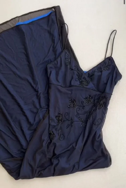Luxurious Navy Blue Beaded Evening Dress Spaghetti Straps V Neck Prom Party Gown cc1486 Luxurious Navy Blue Beaded Evening Dress Spaghetti Straps V Neck Prom Party Gown cc1486