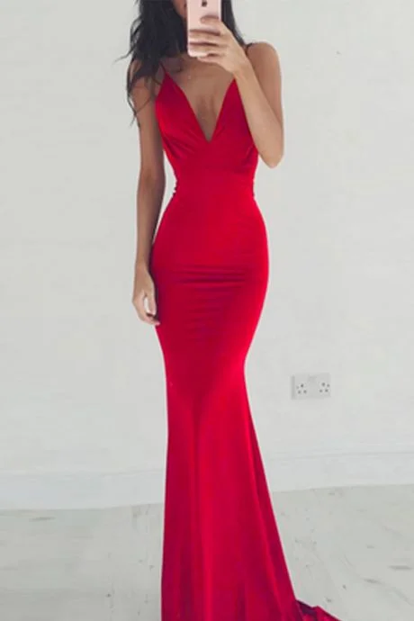 Charming V Neckline Prom Dress, Sexy Sleeveless Mermaid Evening Dress, Backless Long Prom Dresses cg14323 Charming V Neckline Prom Dress, Sexy Sleeveless Mermaid Evening Dress, Backless Long Prom Dresses cg14323