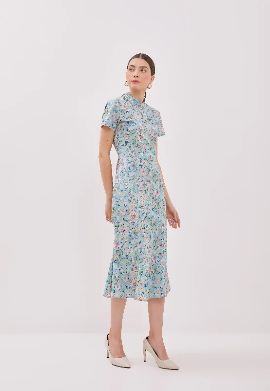 CHINESE FLORAL Mermaid Cheongsam Dress