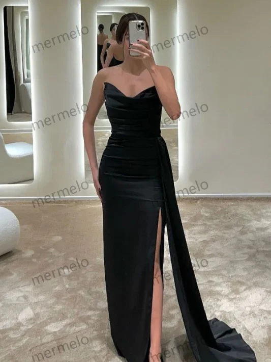 Sleeveless Black Sheath Prom Dress with Mermaid Sweep