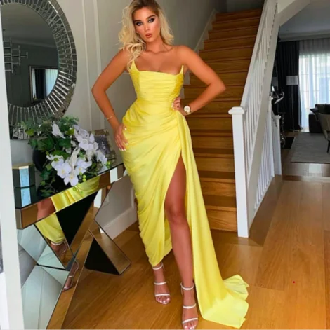 yellow prom dresses 2020 sweetheart neckline side slit sexy chiffon faced satin evening dresses cg14259 yellow prom dresses 2020 sweetheart neckline side slit sexy chiffon faced satin evening dresses cg14259