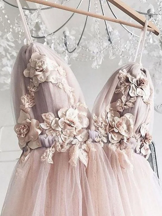 Sweetheart Neck Pink Floral Tulle Prom Dresses, Pink Floral Wedding Formal Graduation Dresses cg14204 Sweetheart Neck Pink Floral Tulle Prom Dresses, Pink Floral Wedding Formal Graduation Dresses cg14204