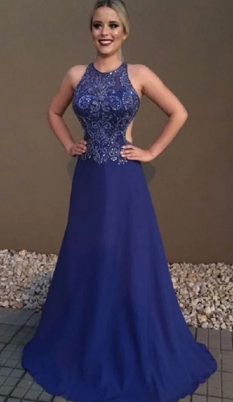 Halter Neck Royal Blue Mermaid Evening Dress With Beading Formal Evening Gowns Party prom Dress cg14412 Halter Neck Royal Blue Mermaid Evening Dress With Beading Formal Evening Gowns Party prom Dress cg14412