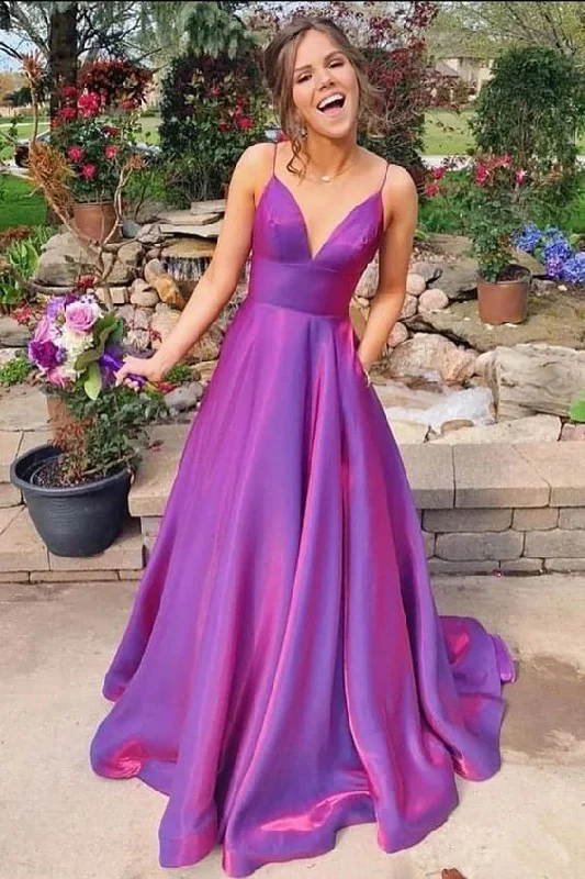 A Line Grape Spaghetti Straps Satin V Neck Long Prom Dresses Backless Evening Dresses cg14490 A Line Grape Spaghetti Straps Satin V Neck Long Prom Dresses Backless Evening Dresses cg14490