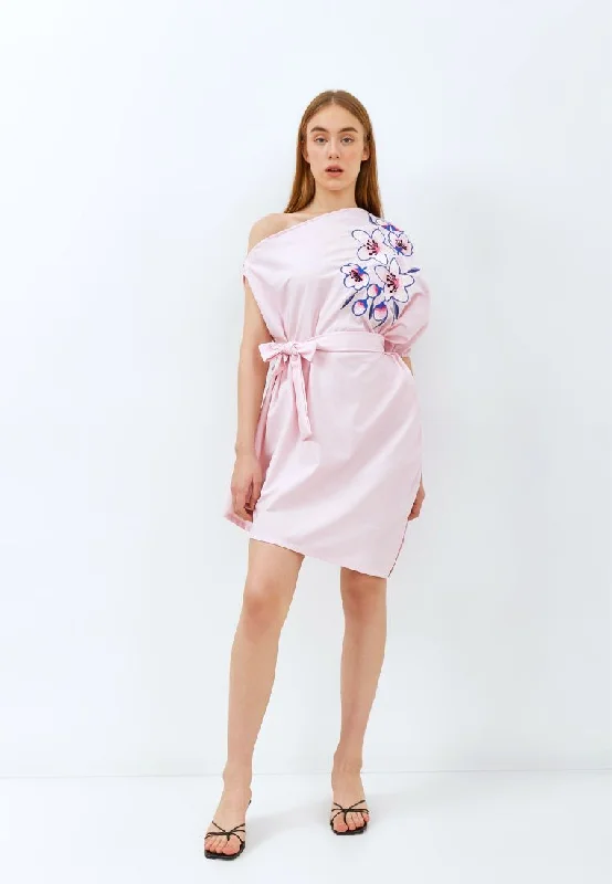 CHERRY BLOSSOM Embroidery Pink Toga Dress