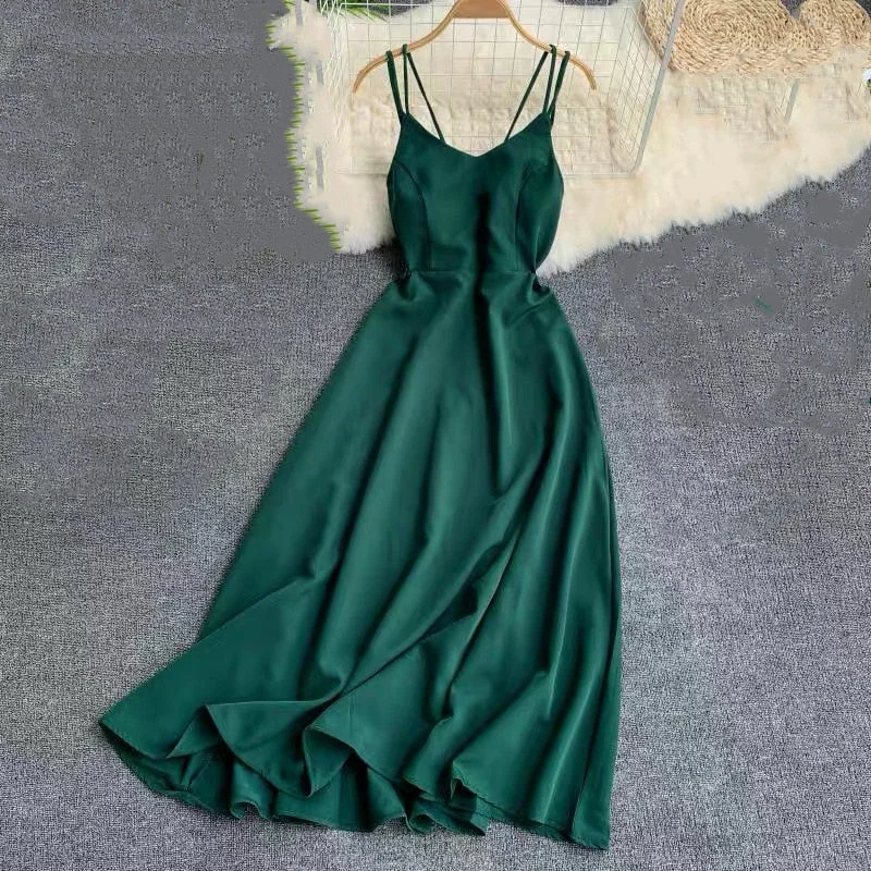 Marwin New-Coming Spring Summer Holiday Dress Cross Spaghetti Strap Open Back Solid Beach Style Ankle-Length Women Dresses Marwin New-Coming Spring Summer Holiday Dress Cross Spaghetti Strap Open Back Solid Beach Style Ankle-Length Women Dresses