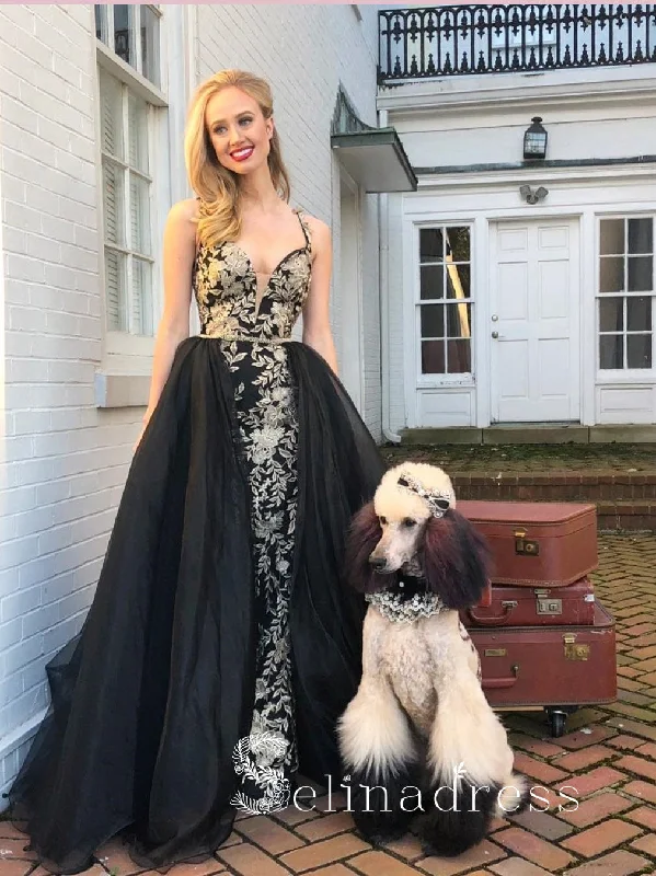 Black Gorgeous Prom Dresses Long Evening Dress With Applique Celebrity Formal Gowns SED145 Black Gorgeous Prom Dresses Long Evening Dress With Applique Celebrity Formal Gowns SED145