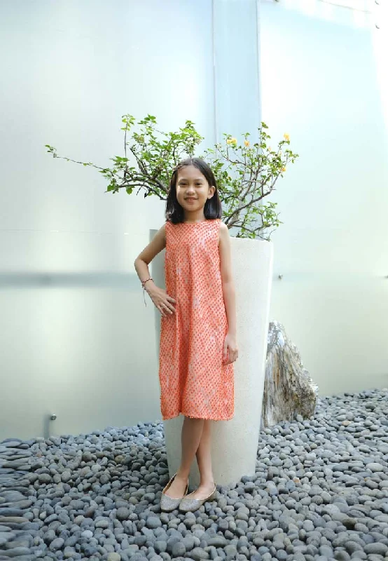3D Tenun Orange Girl Dress