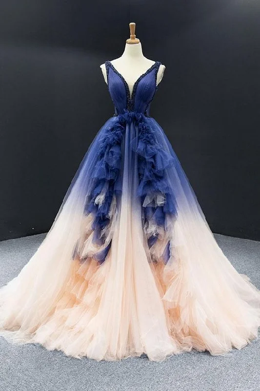 Blue Changing Color Ball Gown Formal Prom Dress   cg14450