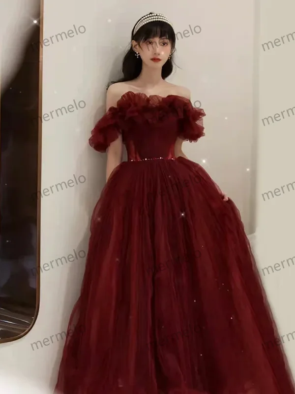 Wine Off Shoulder Sweat Lady Girl Women Princess Bridesmaid Banquet Party Ball Prom Dress Gown Fashion Celebrity Dresses Wine Off Shoulder Sweat Lady Girl Women Princess Bridesmaid Banquet Party Ball Prom Dress Gown Fashion Celebrity Dresses