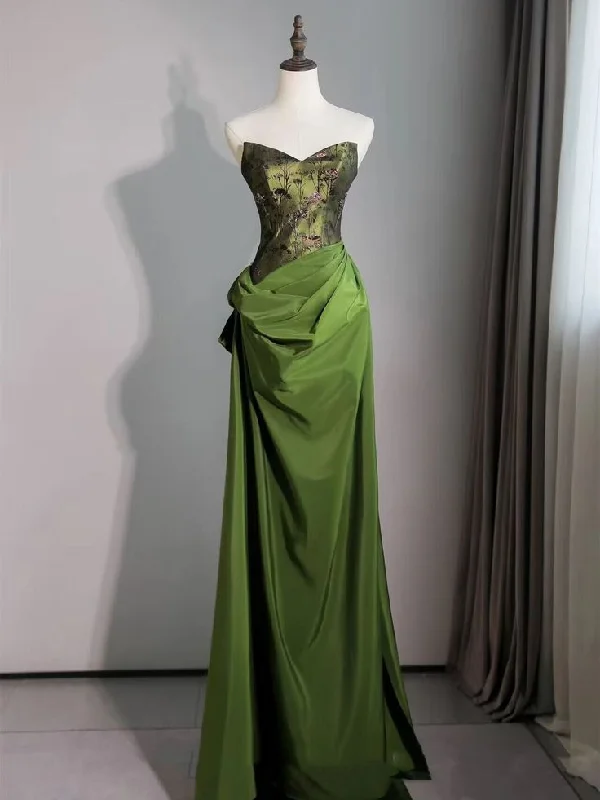 Vintage Green Sweetheart Prom Dress Strapless Mermaid Evening Dress Party Gown cc1445 Vintage Green Sweetheart Prom Dress Strapless Mermaid Evening Dress Party Gown cc1445