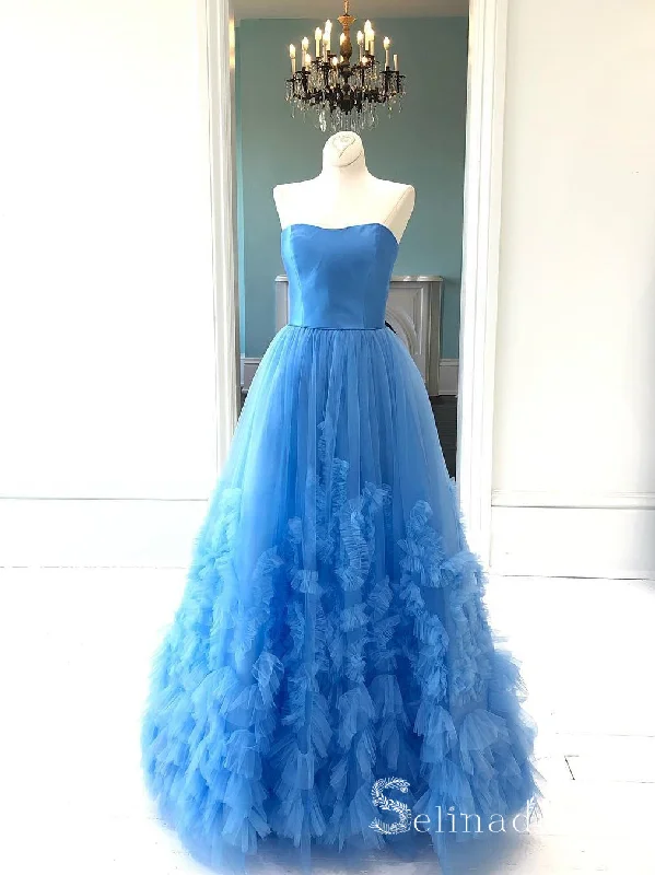A-line Blue Vintage Long Prom Dresses Simple Strapless Evening Gowns Formal Dresses SED030 A-line Blue Vintage Long Prom Dresses Simple Strapless Evening Gowns Formal Dresses SED030