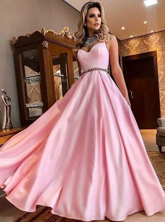 Sweetheart Spaghetti Straps Pink Satin Long Prom Dresses with Beading, Elegant Formal Evening Dresses cg14325 Sweetheart Spaghetti Straps Pink Satin Long Prom Dresses with Beading, Elegant Formal Evening Dresses cg14325