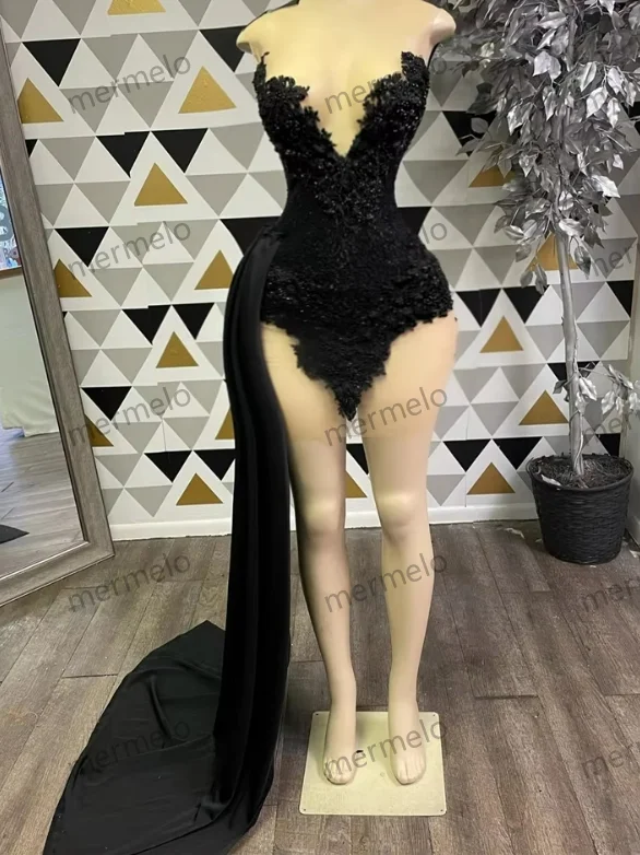 Black Sheer O Neck Short Prom Dress Appliques Birthday Party Gowns Mermaid Mini Cocktail Dresses Homecoming Customized Black Sheer O Neck Short Prom Dress Appliques Birthday Party Gowns Mermaid Mini Cocktail Dresses Homecoming Customized