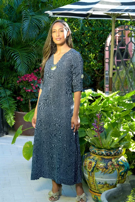 Seychelles Dress-Kaftan Abalone Shell/ Deep Indigo