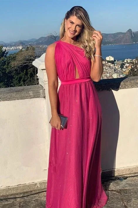 Sequin One-shoulder Prom Dress Sheath Shiny Floor-length With-belt   cg14647