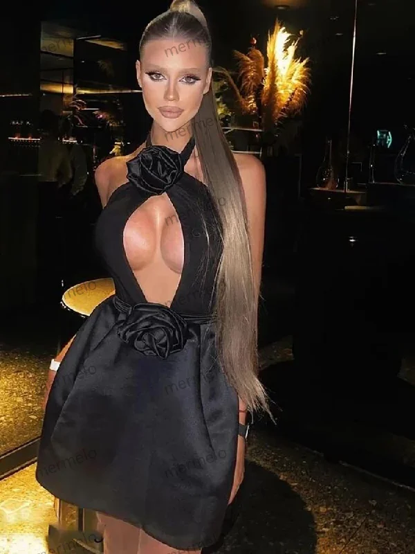 Evening Rose Black Ruffle Flower Sexy Cocktail Occasion Short Prom Dresses Party Evening Gowns Evening Rose Black Ruffle Flower Sexy Cocktail Occasion Short Prom Dresses Party Evening Gowns