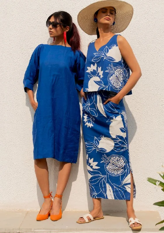 Sapphire Blue Linen Dress